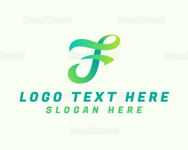 Gradient Script Letter F Logo