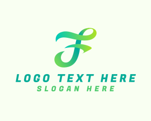 Letter F - Gradient Script Letter F logo design