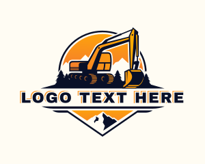 Miner - Backhoe Excavator Construction logo design