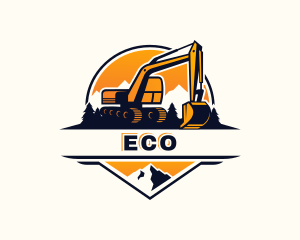 Quarry - Backhoe Excavator Construction logo design