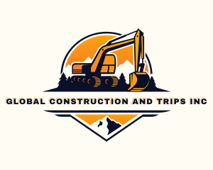 Demolition - Backhoe Excavator Construction logo design