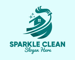 Cleaning - House Broom Cleaning Sparkle logo design