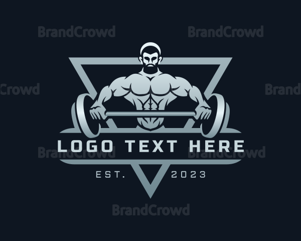 Masculine Bodybuilder Barbell Logo