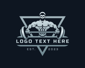 Strong - Masculine Bodybuilder Barbell logo design