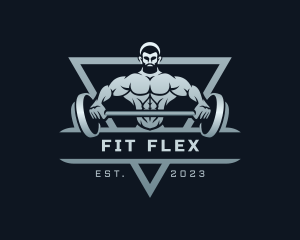 Masculine Bodybuilder Barbell Logo