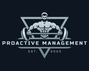 Masculine Bodybuilder Barbell Logo