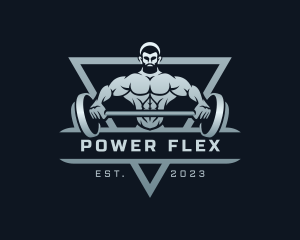 Masculine Bodybuilder Barbell logo design