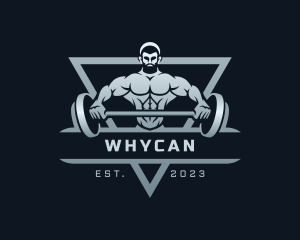 Bodybuilding - Masculine Bodybuilder Barbell logo design