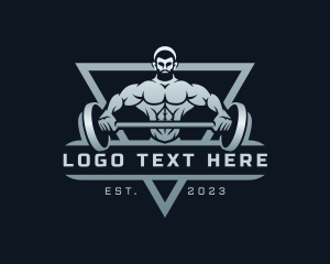 Masculine Bodybuilder Barbell Logo