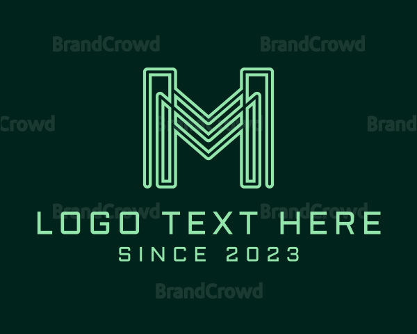 Green Tech Letter M Logo