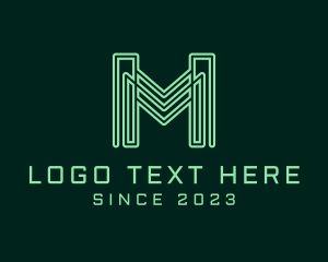 Tech - Green Tech Letter M logo design