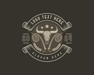 Skeleton - Bison Whip Ranch logo design