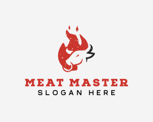 Beef Flame BBQ Grilling  logo design