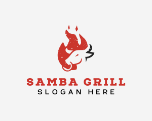 Beef Flame BBQ Grilling  logo design