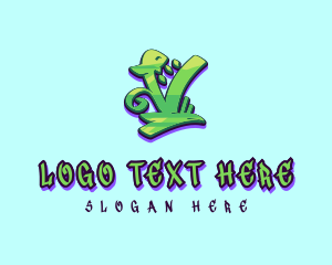 Hip Hop - Graffiti Art Letter V logo design