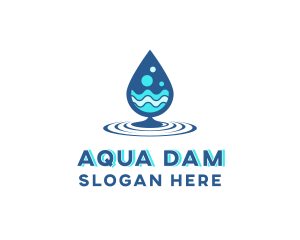 Water Droplet Wave logo design