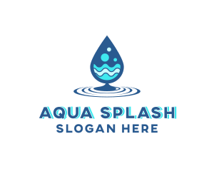 Water Droplet Wave logo design