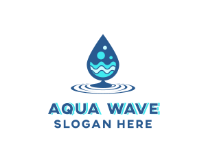 Water Droplet Wave logo design