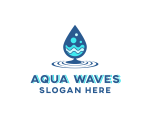 Water Droplet Wave logo design