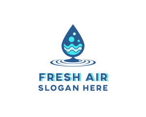 Water Droplet Wave logo design