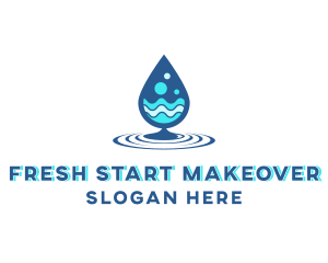 Water Droplet Wave logo design