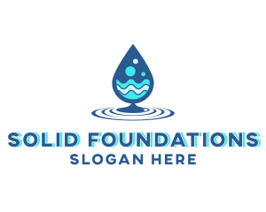 Refilling - Water Droplet Wave logo design