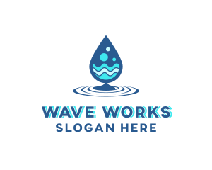 Water Droplet Wave logo design