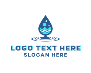 Distilled - Water Droplet Wave logo design
