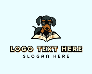 Kennel - Dachshund Dog Book logo design