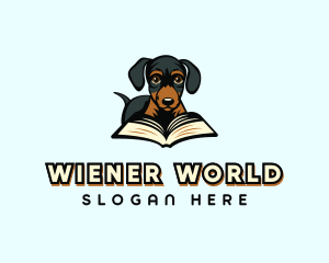 Dachshund Dog Book logo design