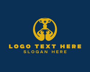 Negative Space - Gold Trophy Circle logo design