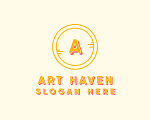 Yellow Handdrawn Circle Art logo design