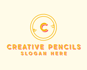 Yellow Handdrawn Circle Art logo design