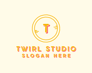 Yellow Handdrawn Circle Art logo design