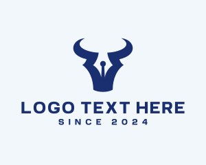 Financial - Bull Horns Pen logo design