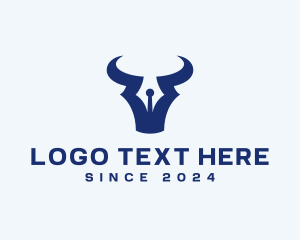 Abstract Shape - Bull Horns Pen logo design