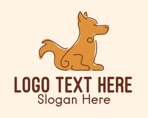 Dog Grooming - Sitting Brown Dog logo design