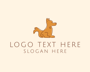 Dog Grooming - Sitting Brown Dog logo design