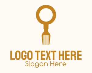 Utensil - Magnifying Glass Fork Search logo design