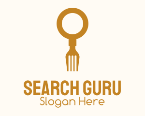 Magnifying Glass Fork Search logo design