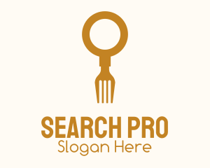 Magnifying Glass Fork Search logo design