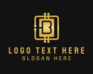 Blockchain - Cryptocurrency Circuit Letter B logo design