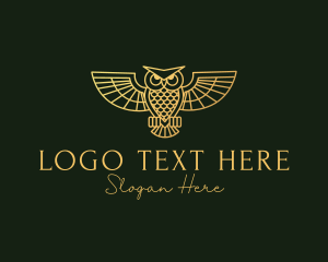Wise - Golden Geometric Owl logo design