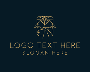 Beige - Outdoor Mountain Road logo design