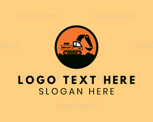 Excavator Road Construction Logo