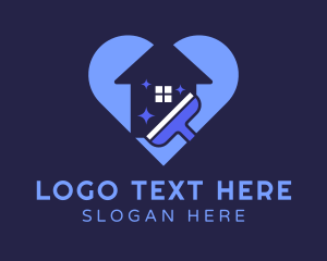 Blue - Heart Home Cleaning Wiper logo design