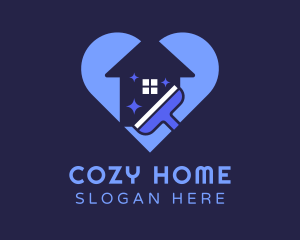 Heart Home Cleaning Wiper logo design