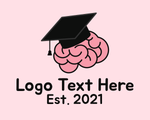 Intelligent - Graduation Cap Brain logo design