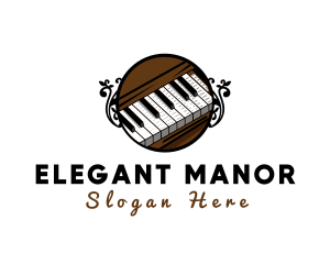 Victorian - Ornate Music Piano Keys logo design