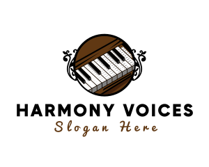 Ornate Music Piano Keys logo design